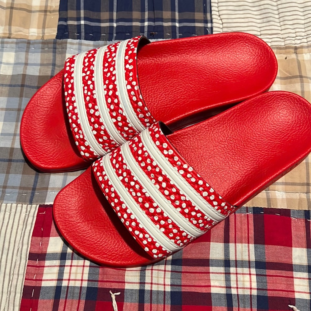 ADIDAS ADILETTE W FX5921 RED WHITE SLIDES SANDALS WOMENS Size 7 Available